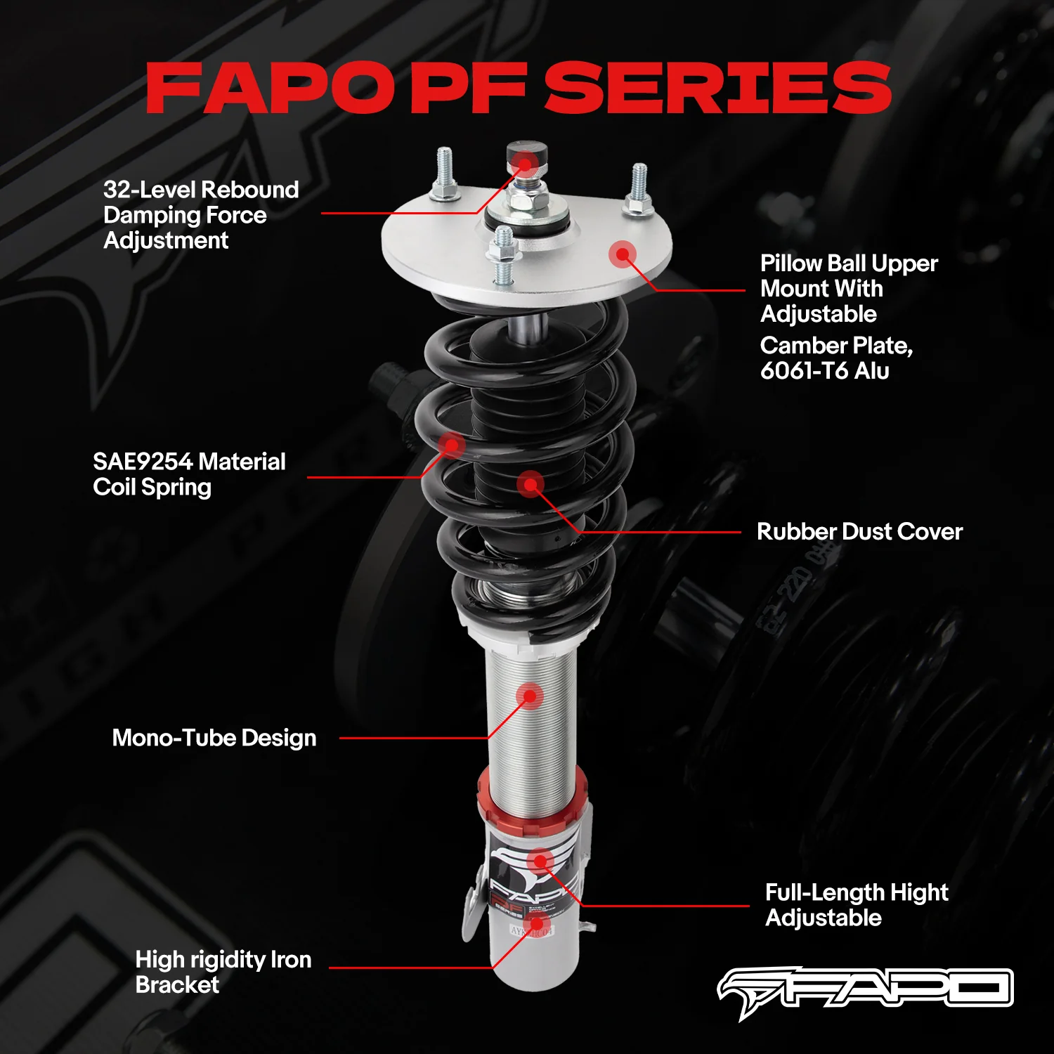 32-Level Damping Coilover for 1989-2005 Mazda MX-5 Miata 1st / 2nd Gen NA8C/NB8C PF007330 - Image 3