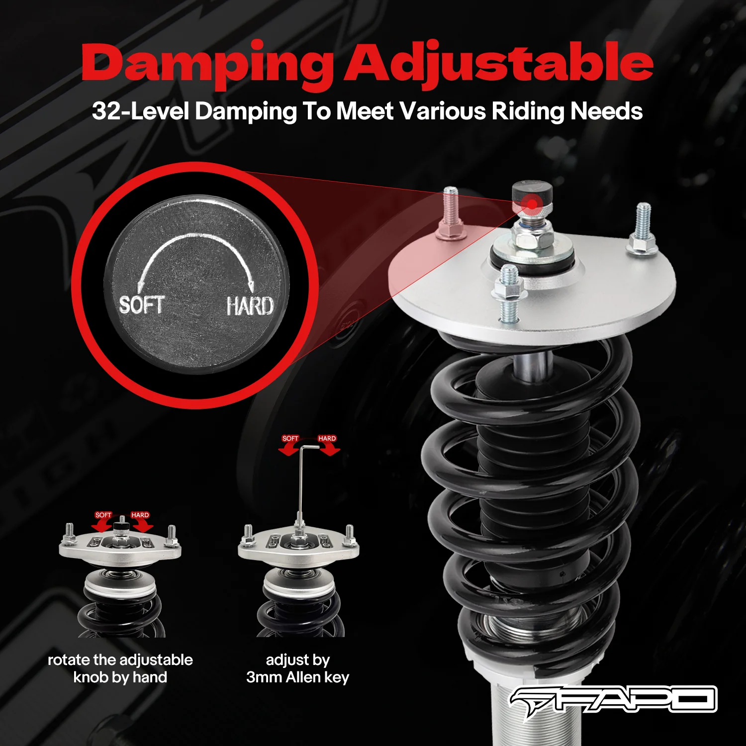 32-Level Damping Coilover for 1989-2005 Mazda MX-5 Miata 1st / 2nd Gen NA8C/NB8C PF007330 - Image 4