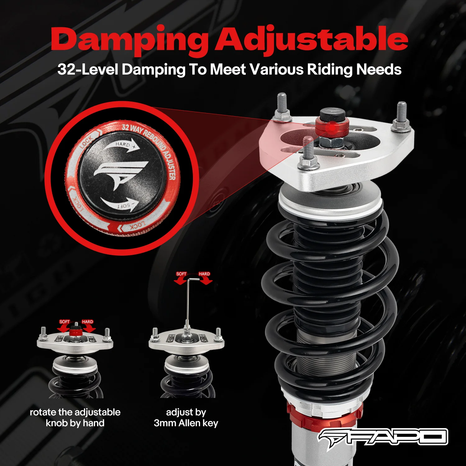 32-Level Damping Coilover for Nissan S14 Silvia 240SX 1995-1998 / S15 1998-2002 PF001320 - Image 3