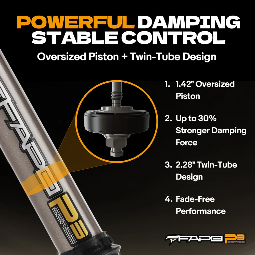 8-Stage Front 3.5-4 in Lift Shocks for 2020-2021 Jeep Gladiator JT -P3 PA391830 - Image 6