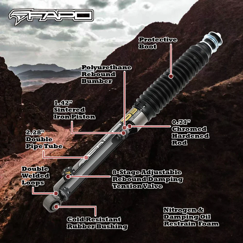 8-Stage Rear 0-4 in Lift Shocks For GMC Sierra 1500 2007-2021 PA162031 - Image 2