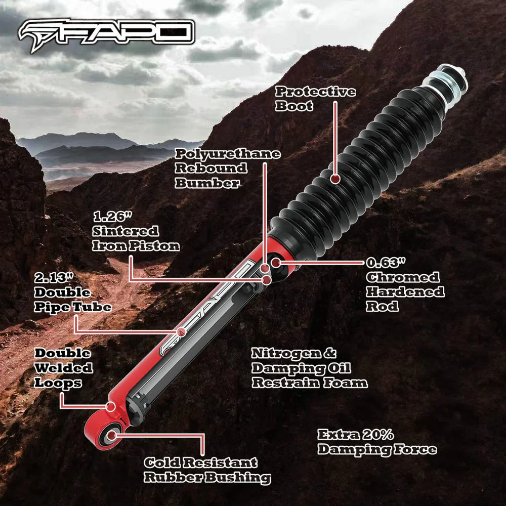 FAPO P1 Rear 3-4.5 in Lift Struts for Jeep Wrangler JK 2007-2018 PA660610 - Image 2