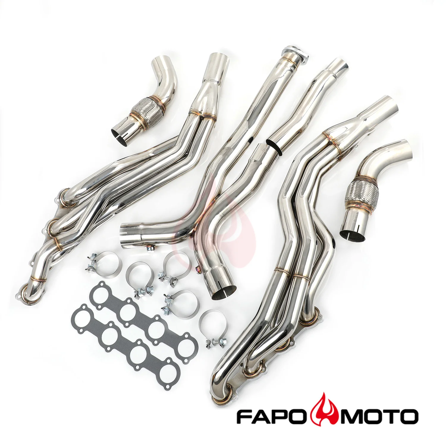 FAPO Long Tube Headers Manifolds for 03-06 Mercedes AMG E55 CLS55 M113 X-Pipe FE635110 - Image 2