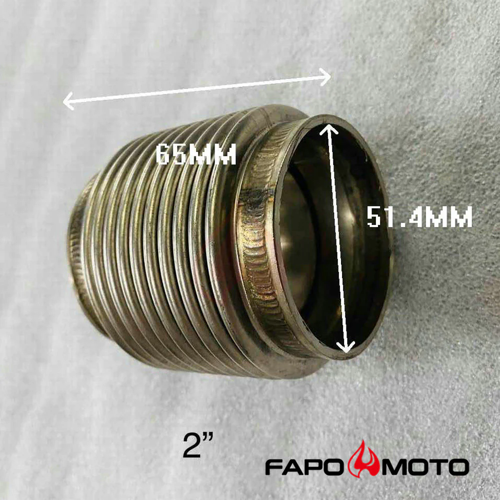 Universal 2  ID T304 SS EXHAUST FLEX BELLOWS 2.55  Long Flex Joint Pipe ULTRA STRONG FE902010 - Image 2