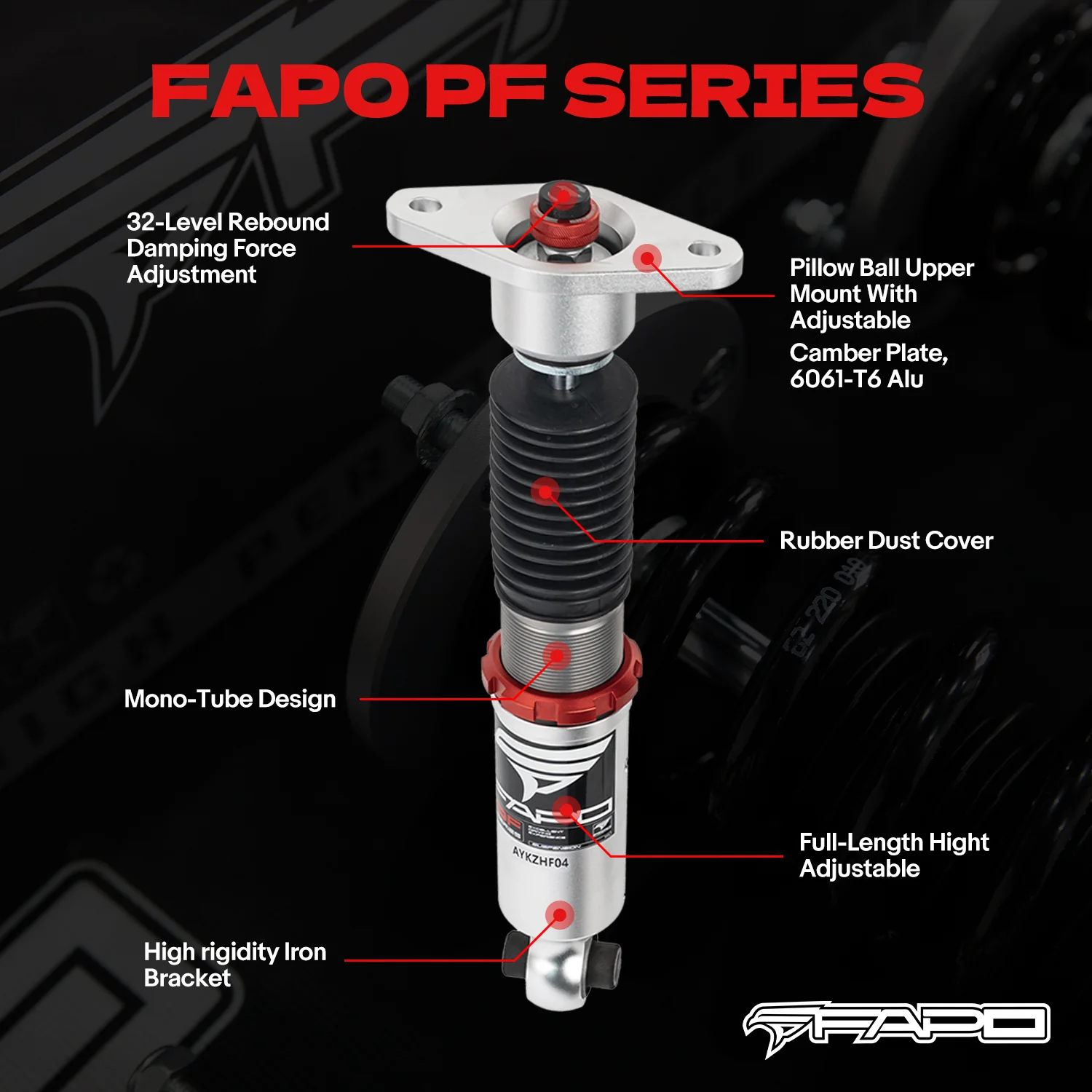 32-Way Adjustable Damping Coilovers for Volvo V60 1st Gen DE 11-18 & Volvo V60 1st Gen DE 2011-2018 PF027230 - Image 2