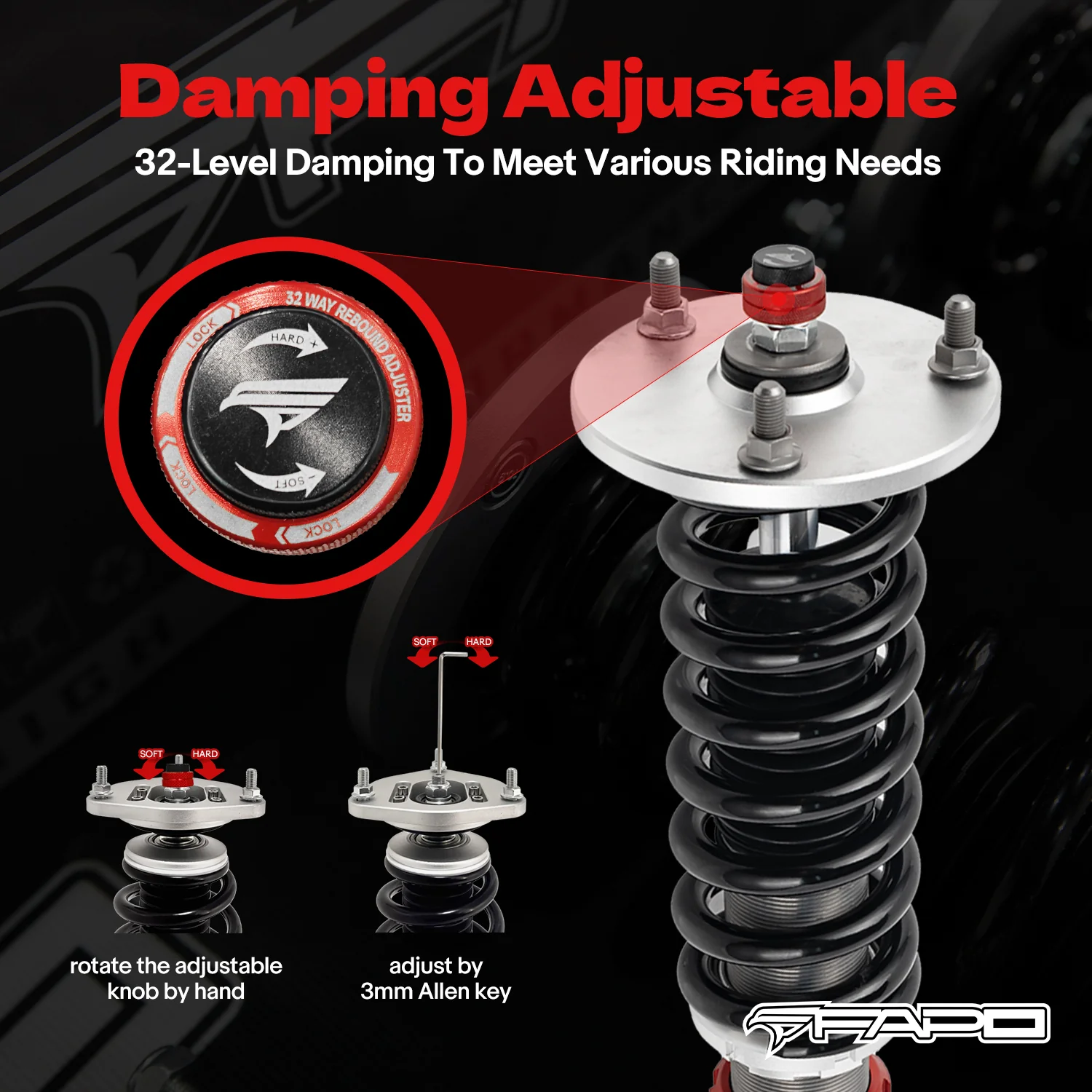 32-Way Adjustable Damping Coilover for Mercedes-Benz C-Class 4th Gen 2WD W205/S205/C205/A205 2014-2021 PF056330 - Image 4