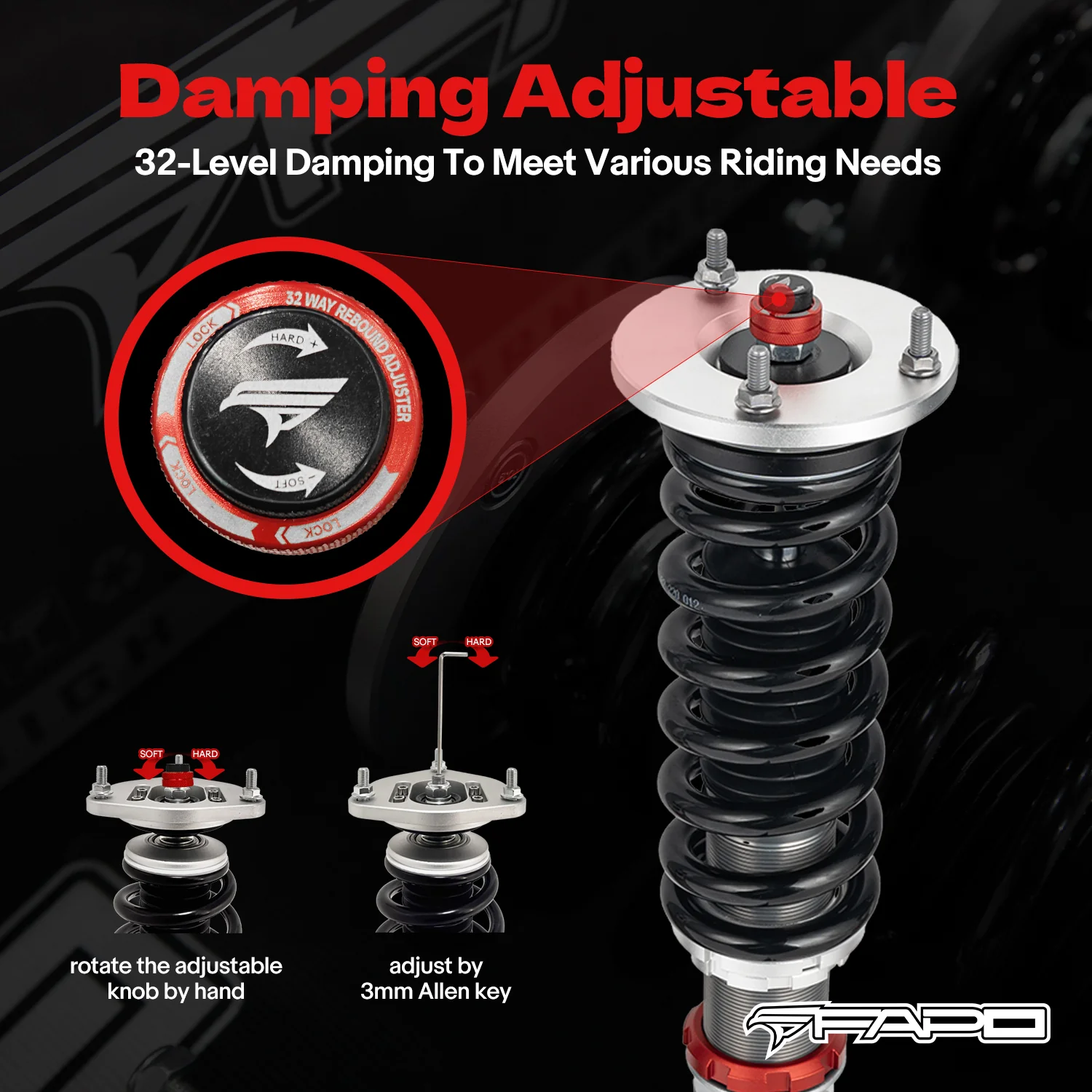 32-Level Damping Coilover for Chrysler 300C Lx 2WD 2005-2010 PF069230 - Image 4