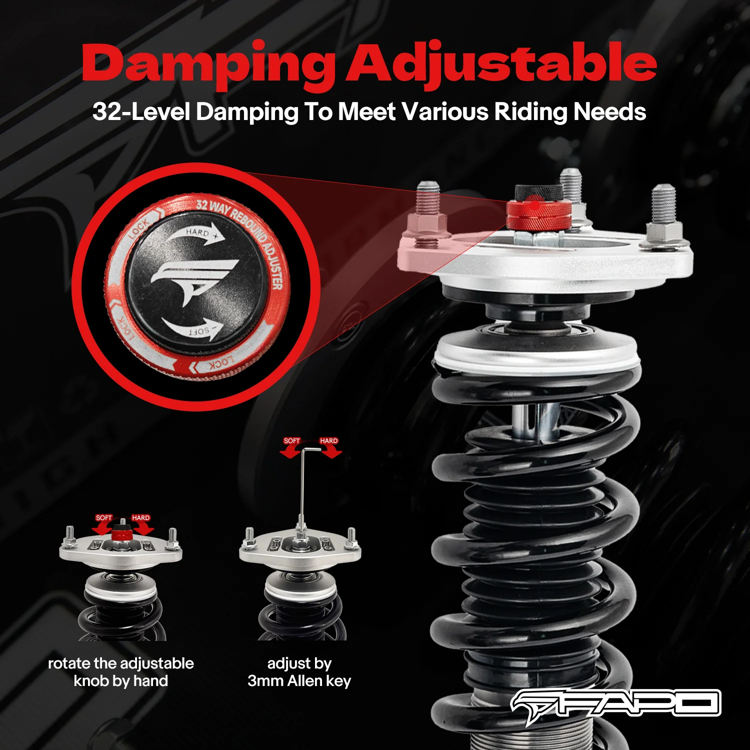 32-Level Damping Coilover for Honda Civic non-SI 9th Gen FG/FB 2012-2015 & Acura ILX DE1 2013-2015 PF102530 - Image 4